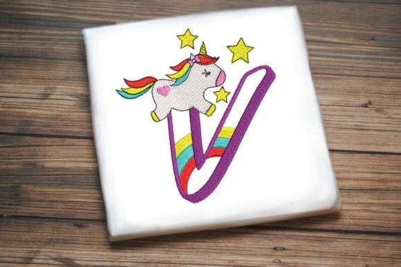 Unicorn Rainbow Letter V: A Versatile Embroidery Design for Personalized Gifts